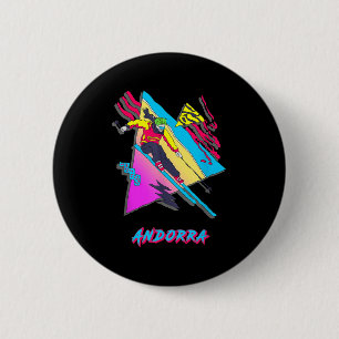 Vibrant Andorra Skiing Adventure Graphic 2 Inch Round Button