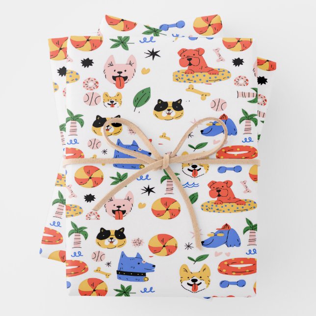 Vibrant Animal Pattern Designs  Wrapping Paper Sheet (In situ)