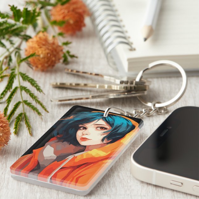 Vibrant Anime Beauty Keychain (Front Right)