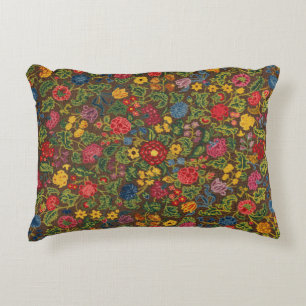 Vibrant Antique Botanical Garden Pattern Accent Pillow