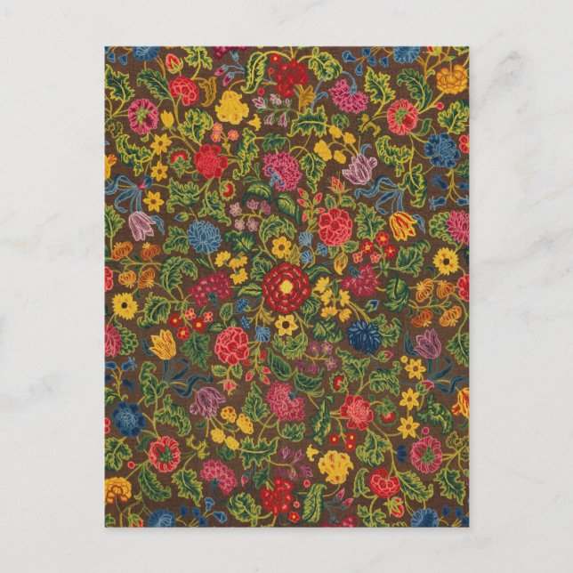 Vibrant Antique Botanical Garden Pattern Postcard (Front)