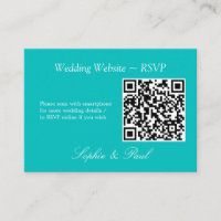 Vibrant Aqua QR Code Website RSVP Card