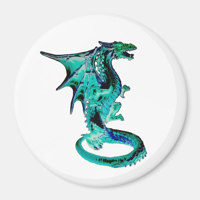 Vibrant Aqua Sea Dragon Mythical Fantasy Artwork C Magnet (Front)