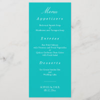 Vibrant Aqua Wedding Menu