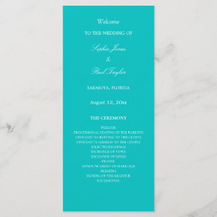 Vibrant Aqua Wedding Programme