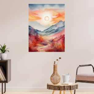 Vibrant Aquarelle Paysage Beaux-Arts Poster Imprim