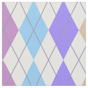 Vibrant Argyle Purple and White Fabric