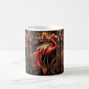 Vibrant Art Deco Flamingo Illustration Coffee Mug