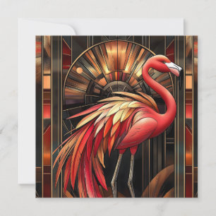Vibrant Art Deco Flamingo Illustration Holiday Card