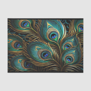 Vibrant Art Deco Peacock Feathers Tissue Paper