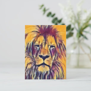 Vibrant Art Lion Postcard