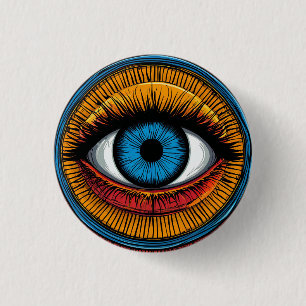 Vibrant Artistic evil Eye Design 1 Inch Round Button