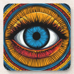 Vibrant Artistic evil Eye Design Coaster