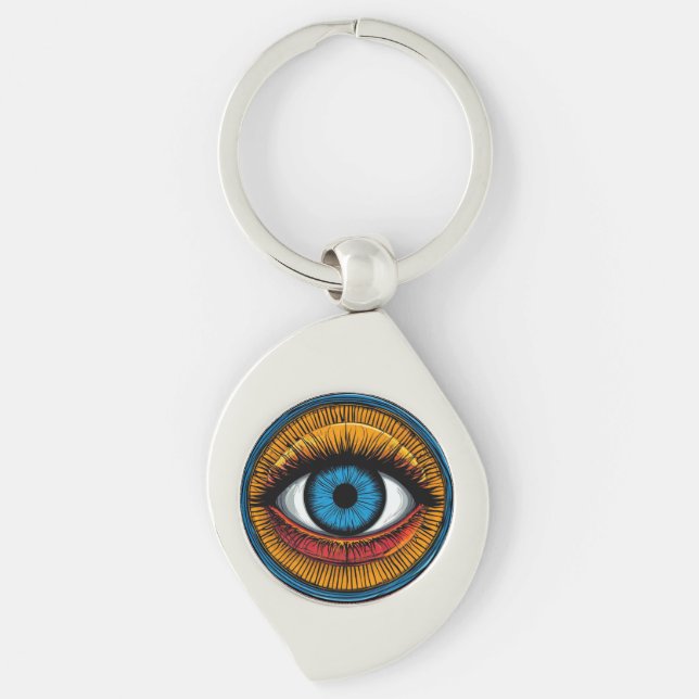 Vibrant Artistic evil Eye Design Keychain (Front)