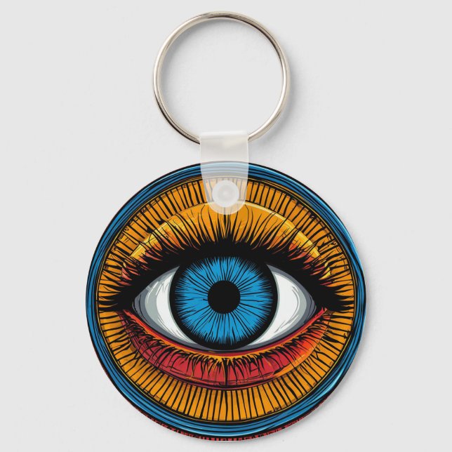 Vibrant Artistic evil Eye Design Keychain (Front)