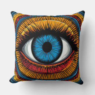 Vibrant Artistic evil Eye Design Throw Pillow