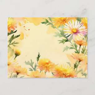 Vibrant Aster Garden in Sunlit Watercolor Scene Postcard