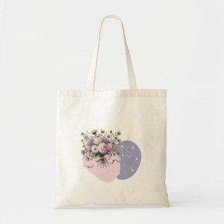 Vibrant Aster Libra Constellation Romantic Design Tote Bag