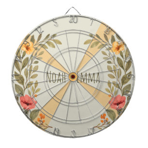 Vibrant Autumn Botanical Floral Personalized Dartboard