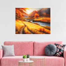 Vibrant Autumn Forest Painting - Fall Landscape