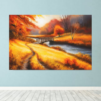 Vibrant Autumn Forest Painting - Fall Landscape  Canvas Print