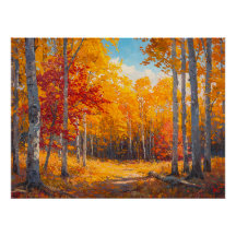 Vibrant Autumn Forest with Orange & Crimson Leaves