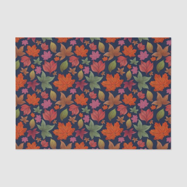 Vibrant Autumn leaf, red, orange, green Tissue Paper (Front)