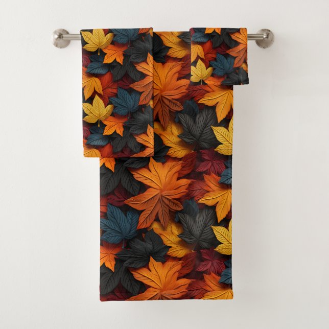 Vibrant Autumn Leaves - A Burst of Fall Colours Bath Towel Set (Insitu)