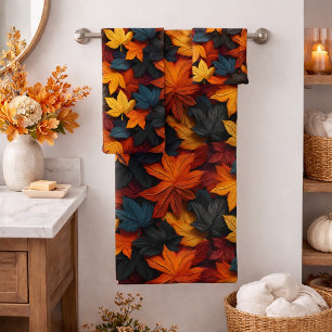 Vibrant Autumn Leaves - A Burst of Fall Colours Bath Towel Set