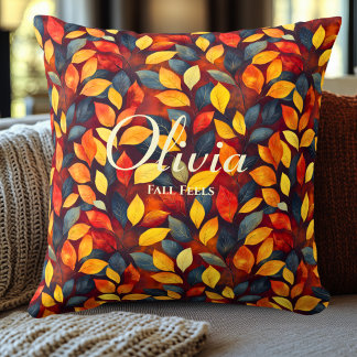 Vibrant Autumn Leaves | Fall Feels Home Decor Throw Pillow