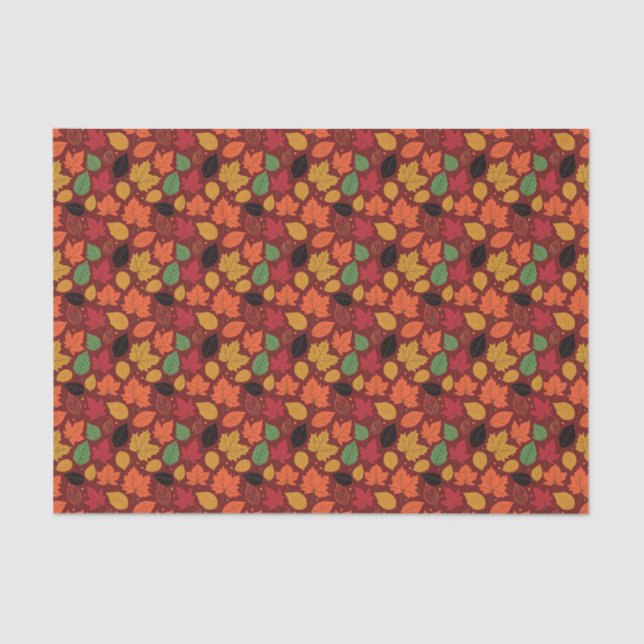 Vibrant Autumn Leaves Multi-Coloured Pattern Tissue Paper (Front)