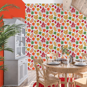 Vibrant Autumn Leaves Multi-Coloured Pattern Wallpaper