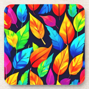 Vibrant Autumn Leaves Pattern Coaster