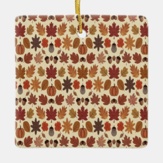 Vibrant Autumn Leaves Pattern with Fall Colours Ceramic Ornament