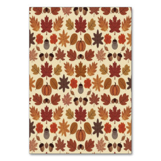 Vibrant Autumn Leaves Pattern with Fall Colours Table Number