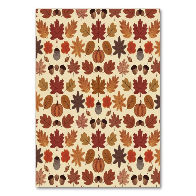 Vibrant Autumn Leaves Pattern with Fall Colours Table Number (Front)