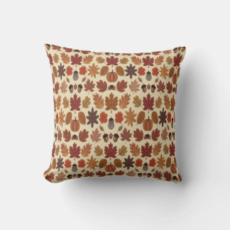 Vibrant Autumn Leaves Pattern with Fall Colours Throw Pillow