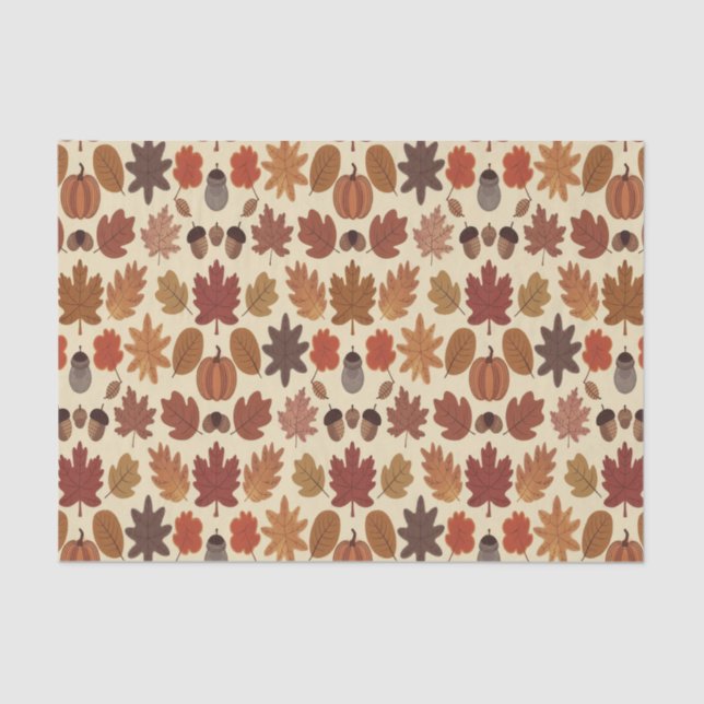 Vibrant Autumn Leaves Pattern with Fall Colours Tissue Paper (Front)