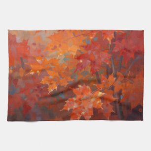Vibrant Autumn Maple Leaves Canopy Kitchen Towel