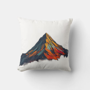 Vibrant Autumn Mountain Burst Throw Pillow