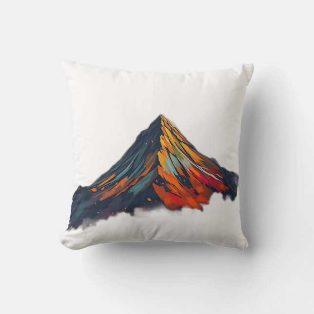 Vibrant Autumn Mountain Burst Throw Pillow (Front)