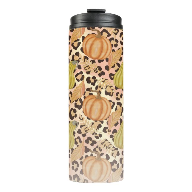 Vibrant Autumn Pattern with Pumpkins, Gourds Thermal Tumbler (Front)