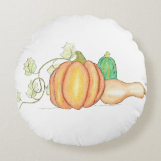 Vibrant Autumn Squash Arrangement Round Pillow