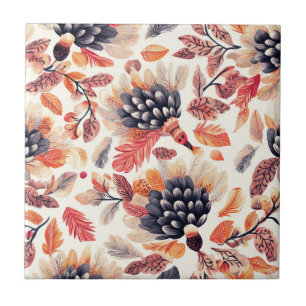 Vibrant Autumn Turkeys – Whimsical Watercolor Tile