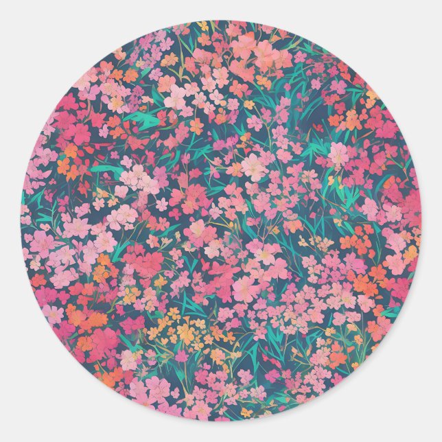 Vibrant Azalea Floral Classic Round Sticker (Front)