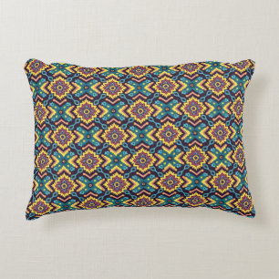 Vibrant Aztec Geometric Floral Pattern Accent Pillow