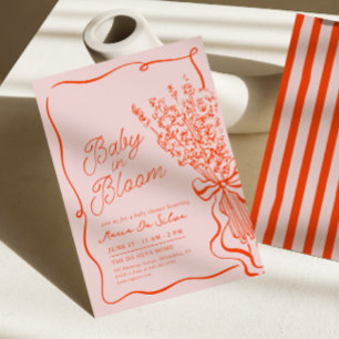 Vibrant Baby in Bloom Hand Drawn Baby Shower Invitation