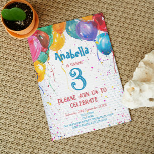 Vibrant Balloons I Custom Photo Birthday Party Invitation
