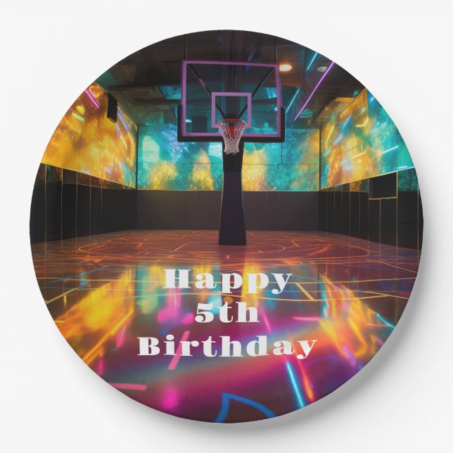 Vibrant Basketball Party  Paper Plate (Front)