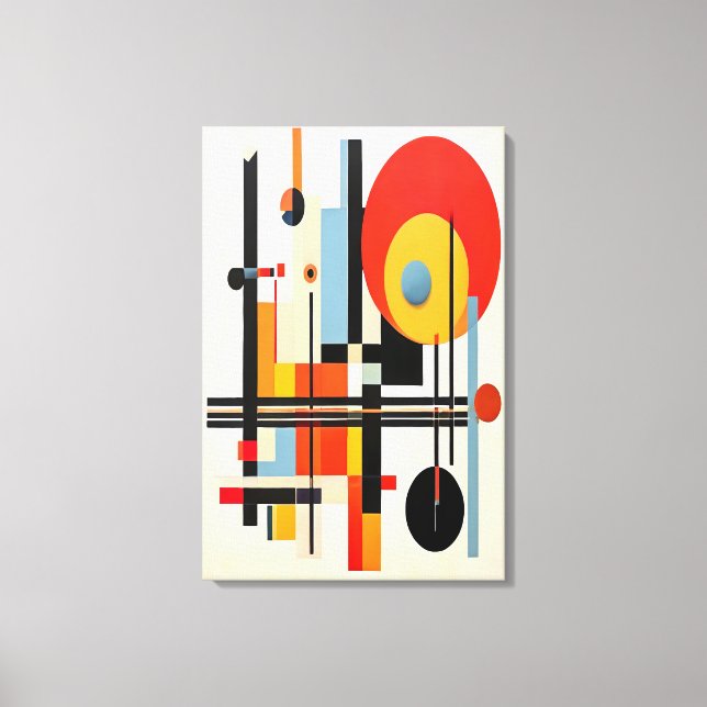 Vibrant Bauhaus-Inspired Geometric Abstract Art Canvas Print (Front)
